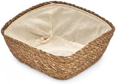 Alternative view of El Yapımı Hasır İçi Bezli Kare Ekmeklik ve Dekoratif Kare Hasır Sepet, Hasır İçi Bezli Ekmek Sepeti Kare (20cm*20cm*8cm)