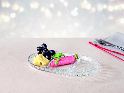 ELEGANT BÖLMELİ OVAL TABAK 163X278 MM 000-SEFFAF 1 OFSET HEDİYELİK KUTU 6 PAŞABAHCE