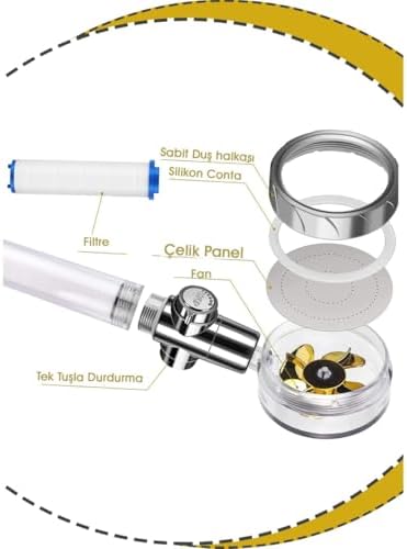 Alternative view of Turbo Led Işıklı Duş Başlığı Pervaneli Filtreli Su Tasarruflu Duş Başlıgı Turbo El Duşu Banyo Fiskiyesi Led Işıklı Lüks Duş Başlığı