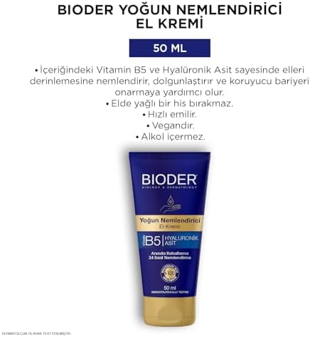 Alternative view of Bioder Yoğun Nemlendirici El Bakım Kremi 50 ml – Hyalüronik Asit ve B5 Vitamini İçerikli, Hızlı Emilen Nemlendirici