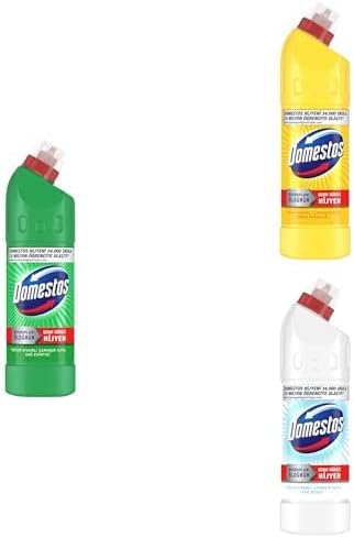 Domestos Yoğun Kıvamlı Çamaşır Suyu Maksimum Hijyen Dağ Esintisi+ Kar Beyazlığı Çamaşır Suyu +Limon Ferahlığı Mikrop Öldürücü Suyu, 750 ML x 3