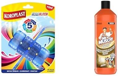 5 Etkili WC Blok 2'li Katı Tuvalet Bloğu Beyaz Sabun Kokulu + Mr Muscle Yağları ve Kirleri Eriten Lavabo Açıcı Granül (2 x 50 g)