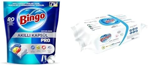 Bingo Akıllı Kapsül Pro Bulaşık Makinesi Deterjanı Tableti 80'li & Bingo Yüzey Havlusu Beyaz Sabun 96'lı