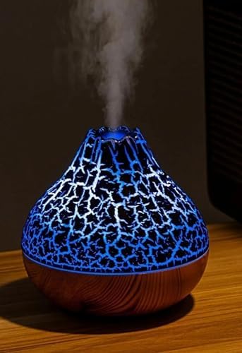 Ultrasonik Hava Nemlendirici 7 Renk LED Işıklı Aromaterapi Buhar Makinesi Volkan Tasarım