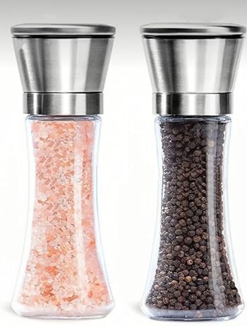 Alternative view of Paslanmaz Çelik Kapaklı Cam Gövdeli Baharat Değirmeni Seti 2'li 19 cm