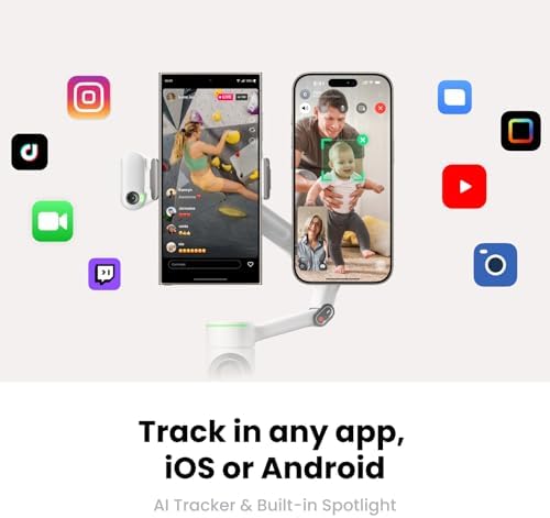 Alternative view of 2 Pro Beyaz - Katlanabilir AI Telefon Gimbal, DockKit ile 200'den Fazla Uygulamada İzleme, Çok Kişi İzleme, 360º Pan İzleme, Dahili /Selfie Çubuğu, / Taşınabilir