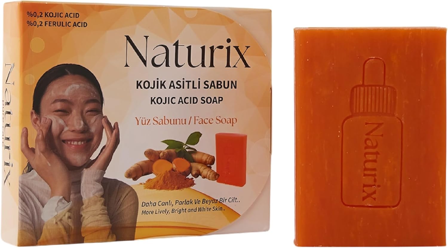 Alternative view of Naturix Kojik Asitli Sabun - Ferulik Asit İçeren Aydınlatıcı Yüz ve Vücut Sabunu – Derinlemesine Temizler & Cilt Tonunu Eşitler
