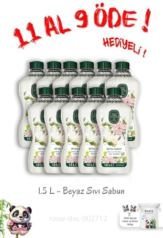 11 Al 9 Öde Doğal Zeytinyağlı Sıvı Beyaz Sabun 1.5 L ve Rosie Hediye