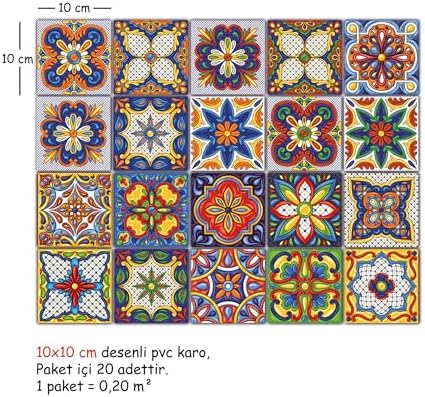 Alternative view of Kendinden Yapışkanlı Karnaval Desenli Pvc, Yapışkanlı Kaplama, Çıkartması, Zemin Duvar Karosu 10x10 cm (20 Adet/0,20 m2)