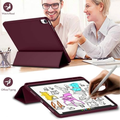 iPad 11.Nesil A16 11inç/10.Nesil 10.9inç ile uyumlu Kılıf Kalem Bölmeli Smart 27-Wine Red