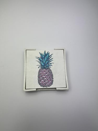 6’lı Ahşap Bardak Altlığı Seti (Kutulu - Ananas Desenli)