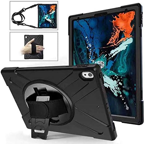 iPad Pro 12.9 3. Nesil 2018 ile uyumlu Kılıf Askılı Zırhlı Tank A1876 A2014 A1895 A1983 Siyah