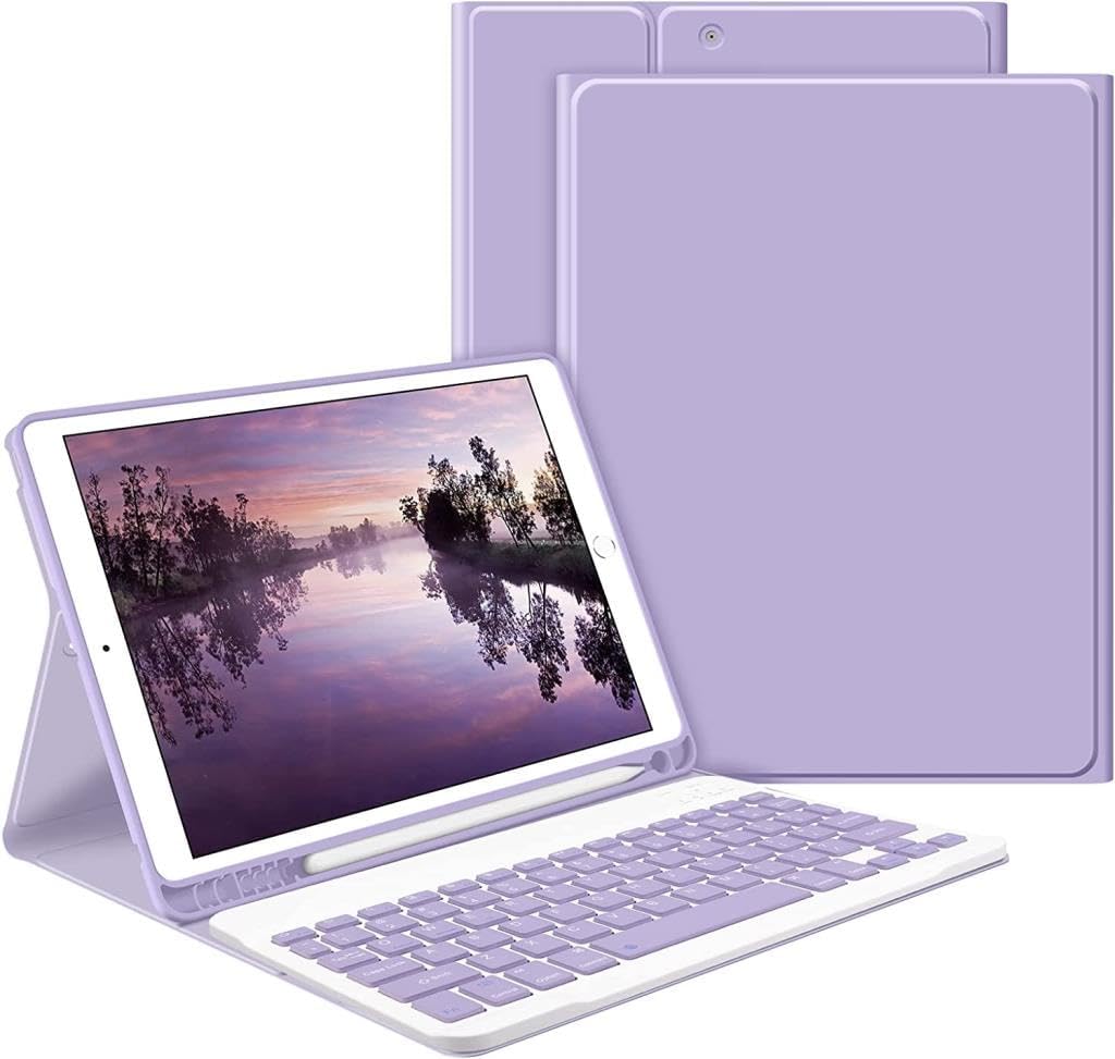 Alternative view of Galaxy Tab S7 FE S7 Plus S8 Plus 12.4" ile uyumlu Kılıf Kablosuz Klavyeli Mobax X800 T730 T970 Lavendery Gray