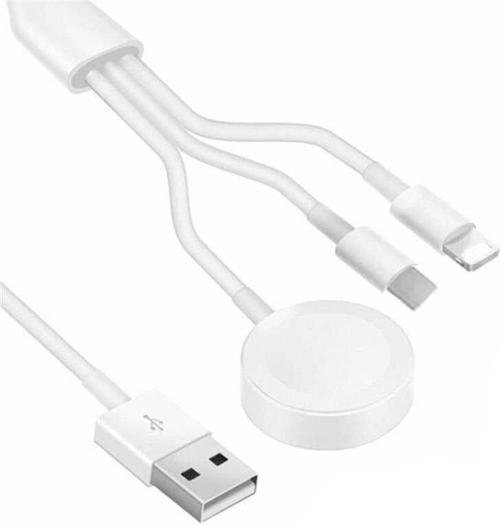 Alternative view of Akıllı Saat + Lightning + Type-C- USB Şarj Çoklu Kablosu 3 in 1 Beyaz