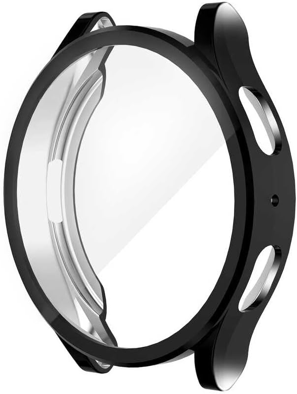 Galaxy 5 40mm Silikon Parlak Renkli ile uyumlu Ekran Koruyuculu Kasa Koruyucu 15 Siyah