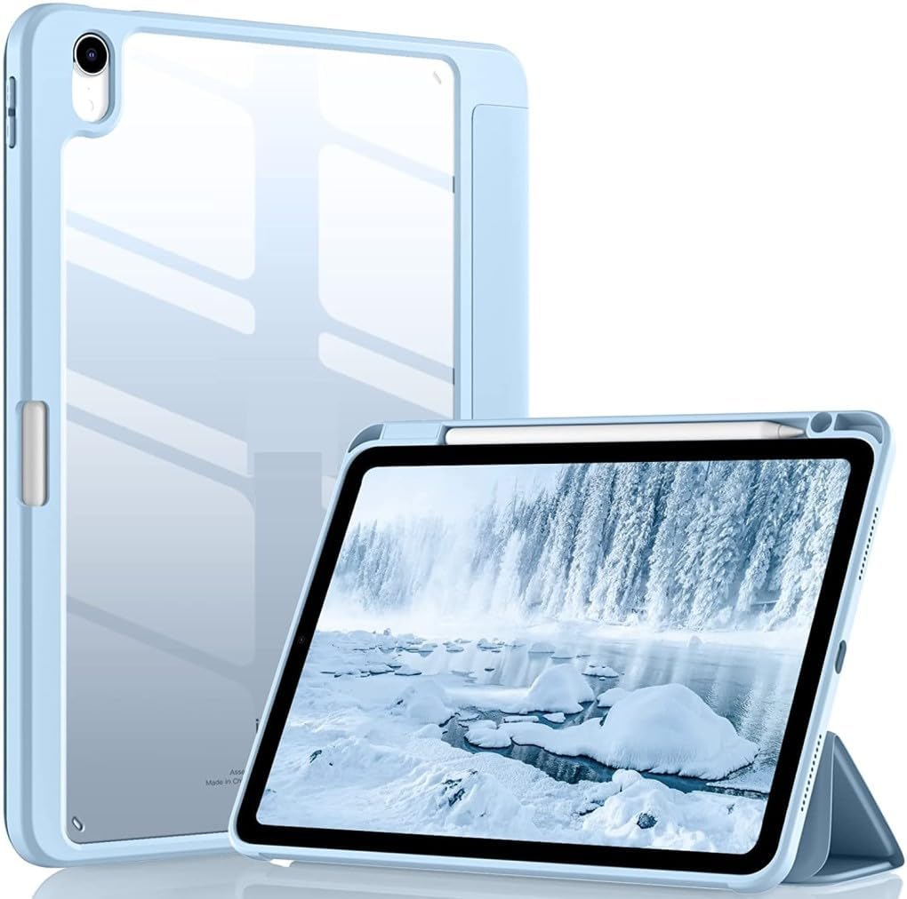 iPad 11.Nesil A16 11inç/10.Nesil 10.9inç ile uyumlu Kılıf Grafiti Şeffaf Kalem Bölmeli Mavi Açık