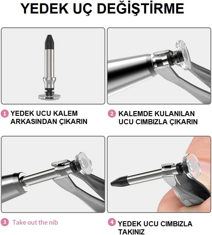 Alternative view of UnDePlus Dokunmatik Tablet Telefon Kalemi +1 Yedek Uç Renk Geçişli Passive Stylus Bilgisayar Kalem Beyaz