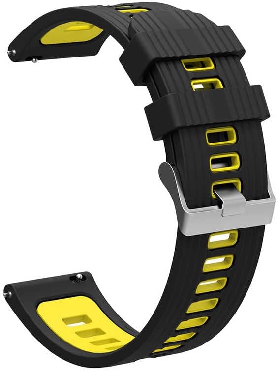 UnDePlus ​​ Pace GTR 2 2E Lite 47mm ile uyumlu Kordon Çift Renk Çizgili Band Siyah