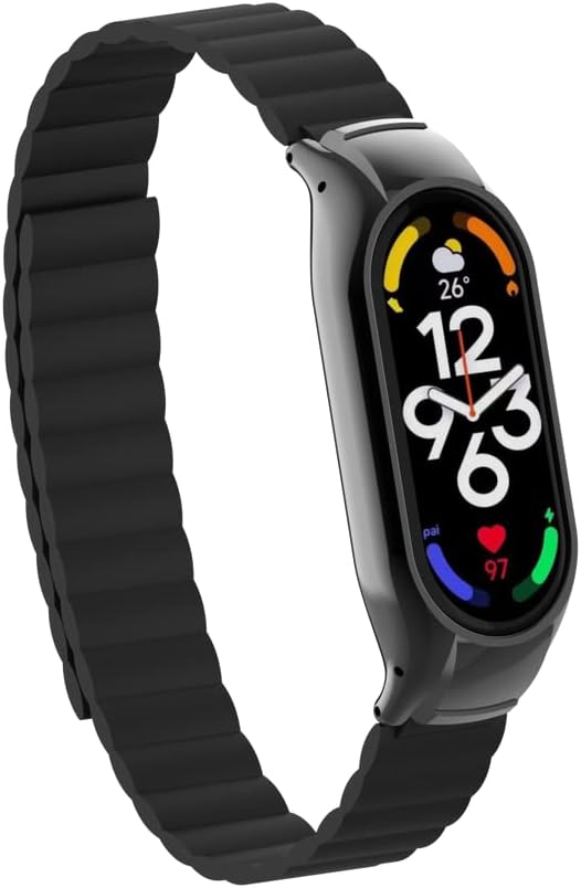 Mi Band 7 ile uyumlu Kordon Renkli Strap Deri Loop Band 69 Siyah