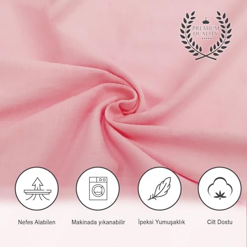 %100 Pamuk Penye, Lastikli Full Kenar Bebek Çarşafı – Oeko-tex Sertifikalı, Yumuşak ve Nefes Alabilir, Organik Pamuk, Anne Yanı, Çocuk Beşik Çarşafı (Pembe)