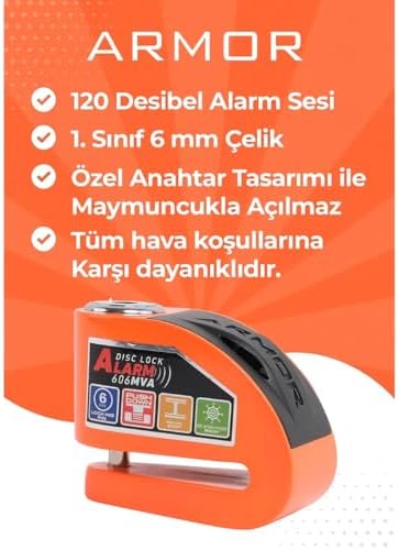 Alternative view of 6Mm Turuncu Renkli Alarmlı Disk Kilidi