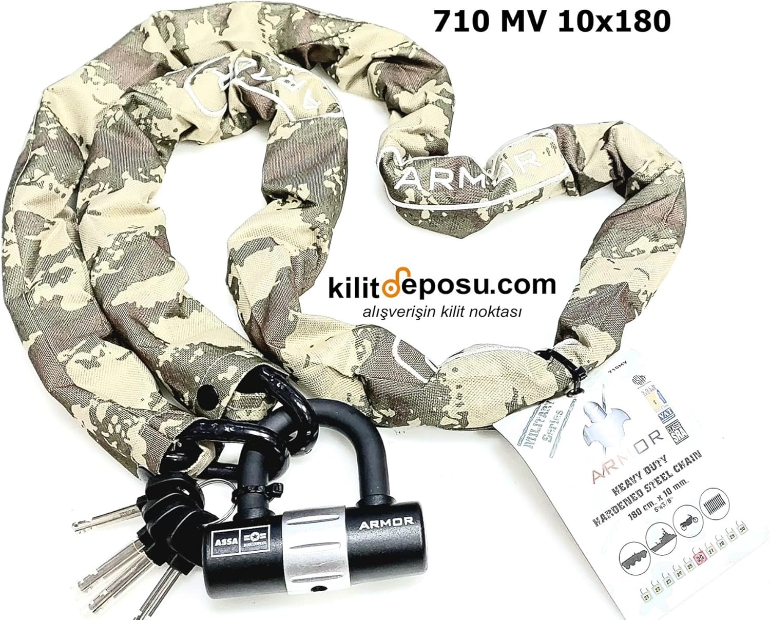 Alternative view of Military Series Çelik Zincir 10Mm X 1.80Mt +U Bar Kilit