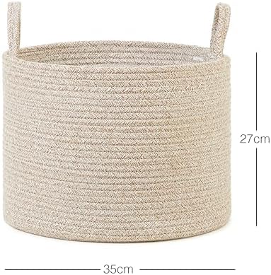 Bej Kırçıllı Pamuklu Halat Sepet 35 x 27 cm