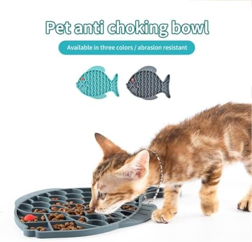 Kedi için Yalama Matı, Kediler Yavaş Besleyici Yalama Matı, Pet Sakinleştirici Tedavi Mat, Can Sıkıntısı ve Anksiyete Azaltıcı Yalama Mat, Mama, Yoğurt için Kedi Puzzle Besleyici Kase (Gri)