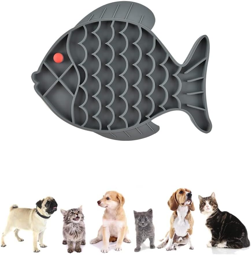 Alternative view of Kedi için Yalama Matı, Kediler Yavaş Besleyici Yalama Matı, Pet Sakinleştirici Tedavi Mat, Can Sıkıntısı ve Anksiyete Azaltıcı Yalama Mat, Mama, Yoğurt için Kedi Puzzle Besleyici Kase (Gri)