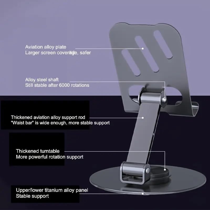 Alternative view of Yüksek Kaliteli Metal Stand Katlanabilir ve Ayarlanabilir 360 Derece Dönebilen Tablet Standı Telefon Tutucu Masa üstü Gri Stant