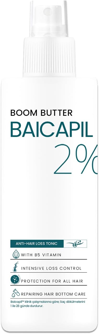 Boom Butter Baicapil İçerikli Dökülme Karşıtı Saç Bakım Toniği, Saç Güçlendirici & Yoğun Besleyici, Saç Dökülmesine Karşı Etkili, Bitkisel Kompleks, 150 ML