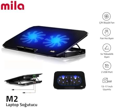 mila Mila Serisi M2 13-17 inch - Mavi Led,2 Fan,2 USB Gaming Notebook Soğutucu Standı