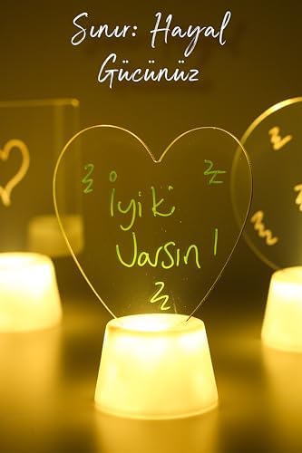 Alternative view of 3lü LED Mum Yaz-Sil Işıklı 3 Kalemli Neon Yazı Tahtası Yazılıp Silinebilir Not Tahtası Akrilik