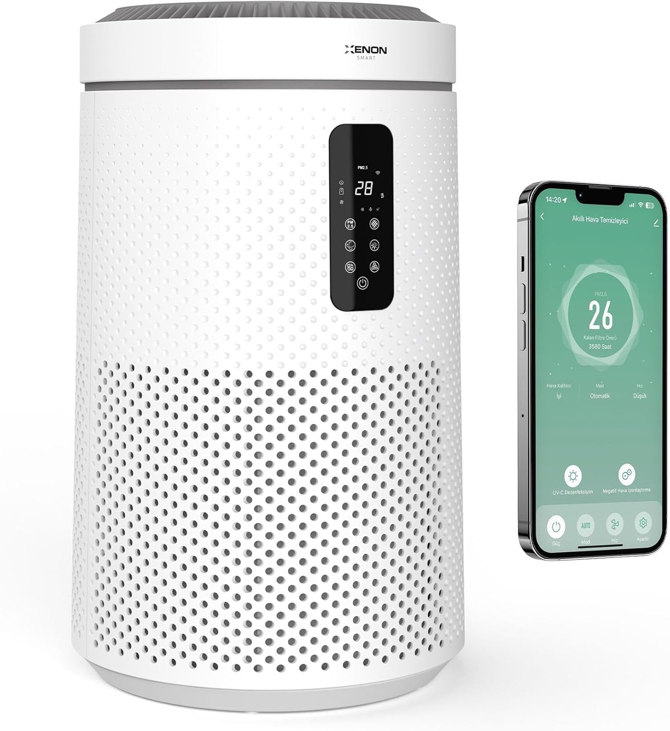 Alternative view of Smart Akıllı Hava Temizleyici Wi-Fi Mobil Uygulama Ambiyans Aydınlatma Aromaterapi Özellikli CADR 360m³/s 3 Katmanlı Antialerjik HEPA13 Filtreli Sessiz Çalışan Hava Temizleme Cihazı X7421