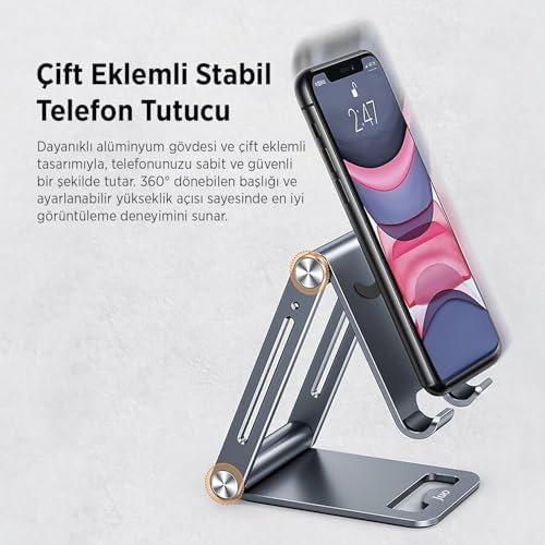 Alternative view of Alüminyum Katlanabilir Metal Masaüstü Telefon Tutucu Standı Gümüş
