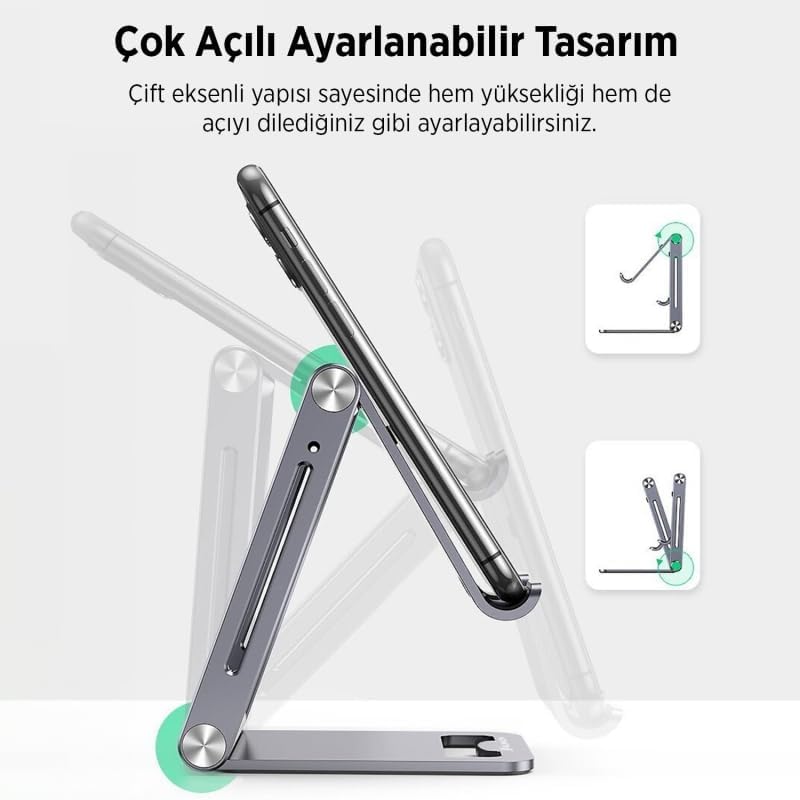 Alternative view of Alüminyum Katlanabilir Metal Masaüstü Telefon Tutucu Standı Uzay Grisi