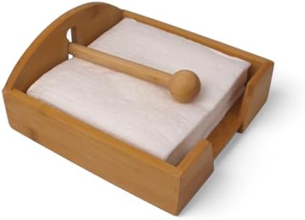 Bambu Lüks Peçetelik Kare, Rüzgar Koruma Aparatlı Doğal Bambu Peçetelik – Şık ve Dayanıklı Tasarım (18cm x 18cm x 5cm)