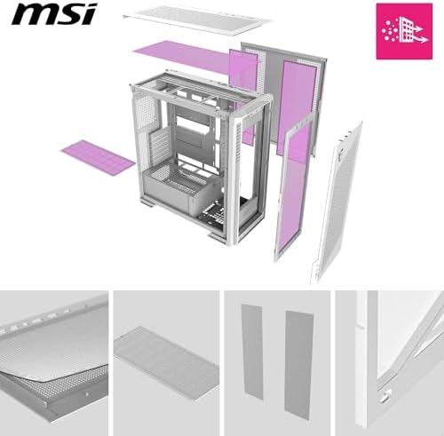 Alternative view of MSI MPG VELOX 300R AIRFLOW PZ WHITE Temperli Cam 2 x 120mm ARGB 1Xx 120 mm Fan E-ATX Gaming Bilgisayar Kasası