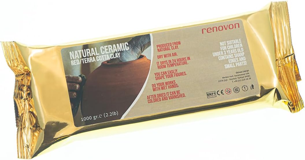 Alternative view of Seramik KİL Hamuru,Kırmızı/TerraCotta 1000 gr(1 KG) Fırınlamaya Gerek Olmayan Güzel Sanatlar Figür heykel Modelleme Oyun ve sınıfları için toksik olmayan doğal Kil