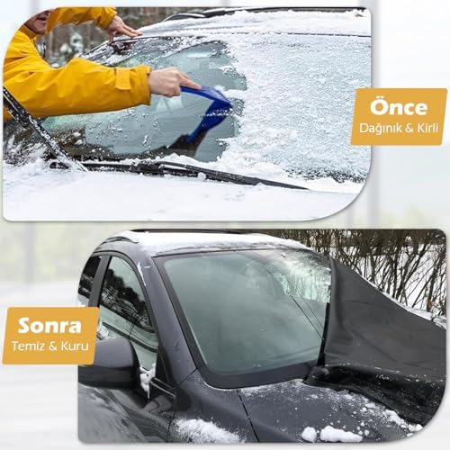 Alternative view of Buz ve Kar Önleyici Araç Ön Cam Örtüsü Brandası | Ağır Hizmet Tipi 600D Kumaş | Arabalar, SUV`lar, Kamyonetler İçin Oto Ön Cam Koruyucu Güneşlik | Don Örtüsü (198x114cm) XXL - Gri