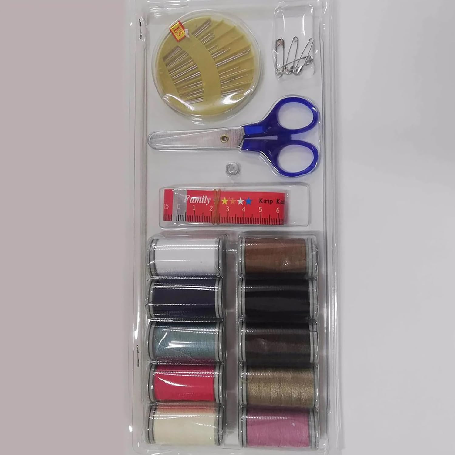 Alternative view of Temel Dikiş Seti, 10 Renkli İplik Makarası,, İğne ve Mezura İçeren Mini Set