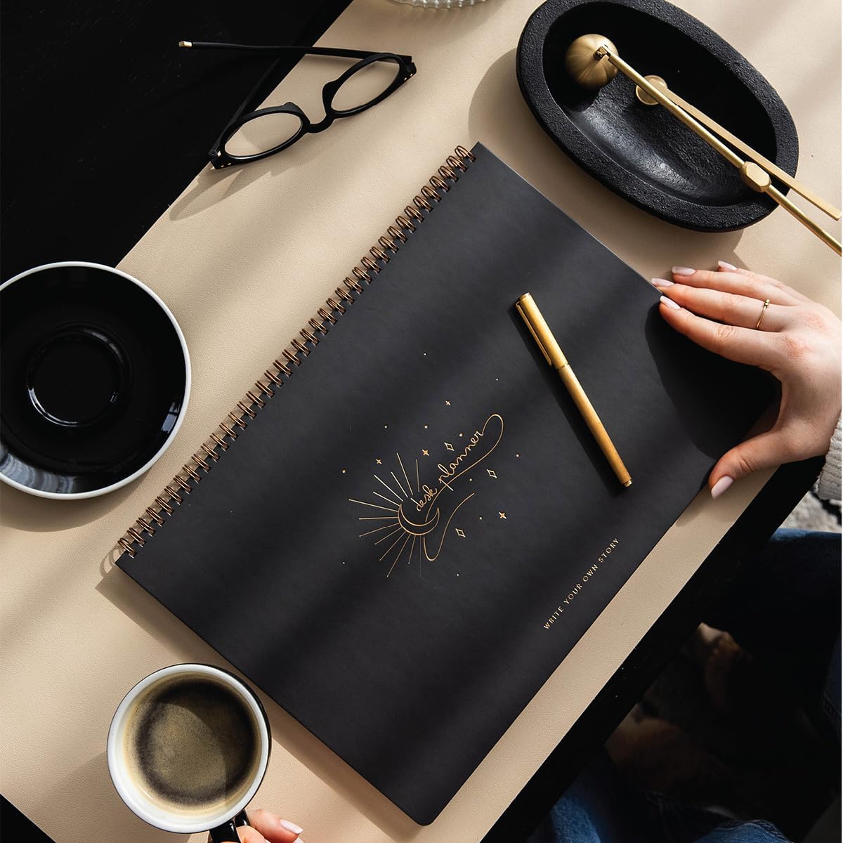 Süresiz Haftalık Spiralli Masaüstü Planlayıcı 24x34 cm - Desk Siyah