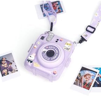 mini 12 Lila Fotoğraf Makinesi-20'li Film-Kıskaçlı Stand-PVC Albüm ve Simli Pleksi Kılıf Seti