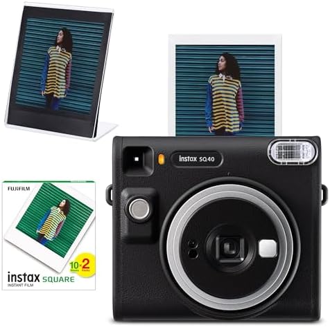 SQ40 Siyah Fotoğraf Makinesi 20li Kare Film ve Pleksi Çerçeve