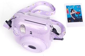mini 12 Lila Fotoğraf Makinesi-10'lu Film-Kıskaçlı Resim Standı ve Simli Pleksi Kılıf Seti
