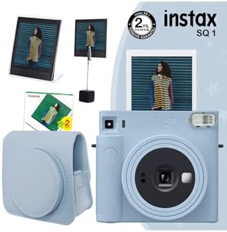 Alternative view of SQ1 Buz Mavi Fotoğraf Makinesi 20li Kare Film Deri Kılıf Pleksi Çerçeve ve Kıskaçlı Stand
