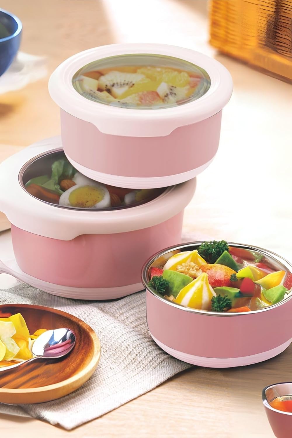 Yuvarlak Saklama Kabı 1200 Ml Pembe Vp-936, Pembe