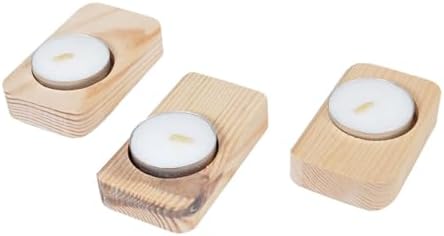 Alternative view of Ahşap Ağaç Tealight Mumluk Dekoratif Mumluk Mum Standı 3'lü Set
