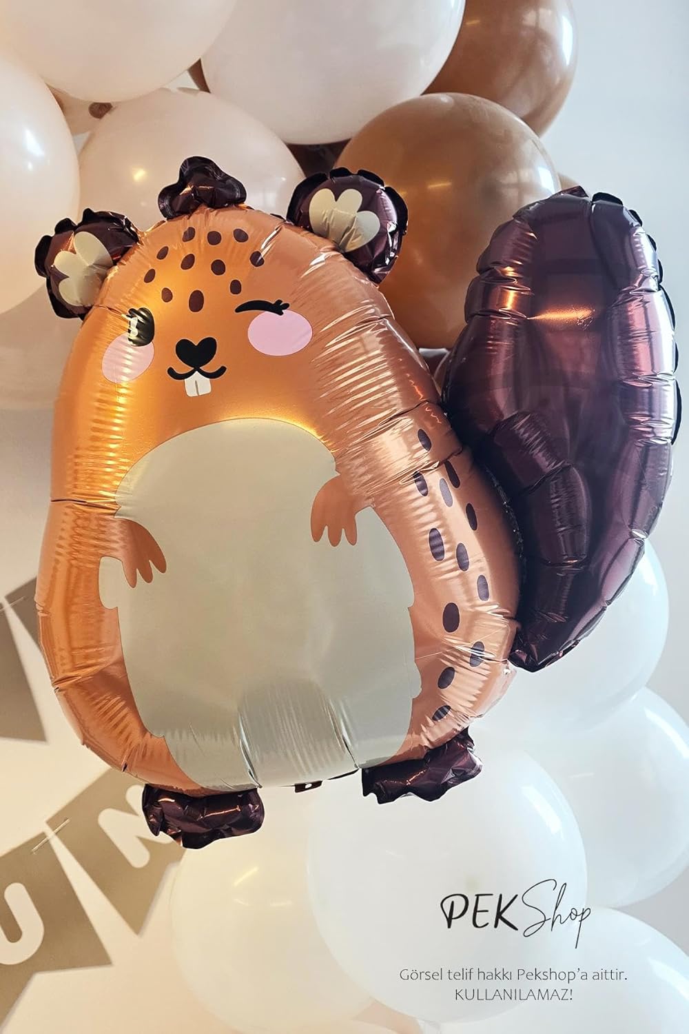 Alternative view of Sevimli Kahverengi Sincap Balon Woodland Sincap Şekilli Folyo Balon 67x60 cm