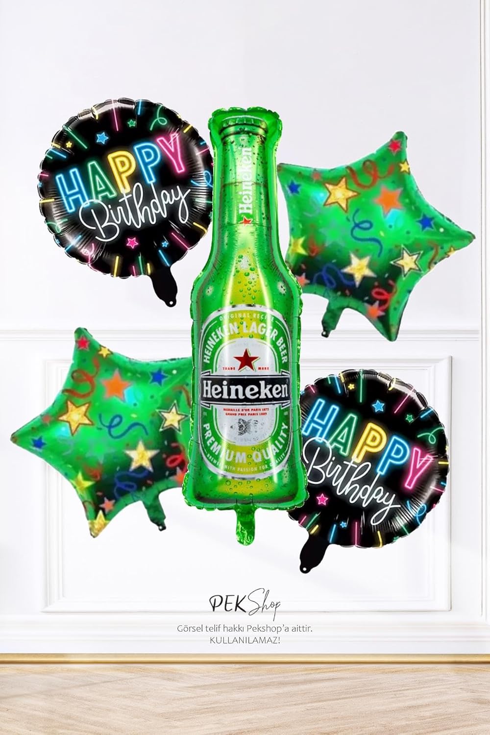 Şişeli Folyo Balon Seti Doğum Günü Şişesi Heineken Şişe Balonlu Doğum Günü Balon Seti